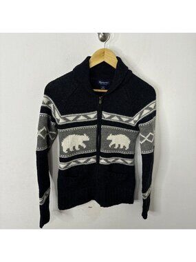 Bluenotes Woman S Bear Western Cowichan Cardigan Knit Sweater Aztec